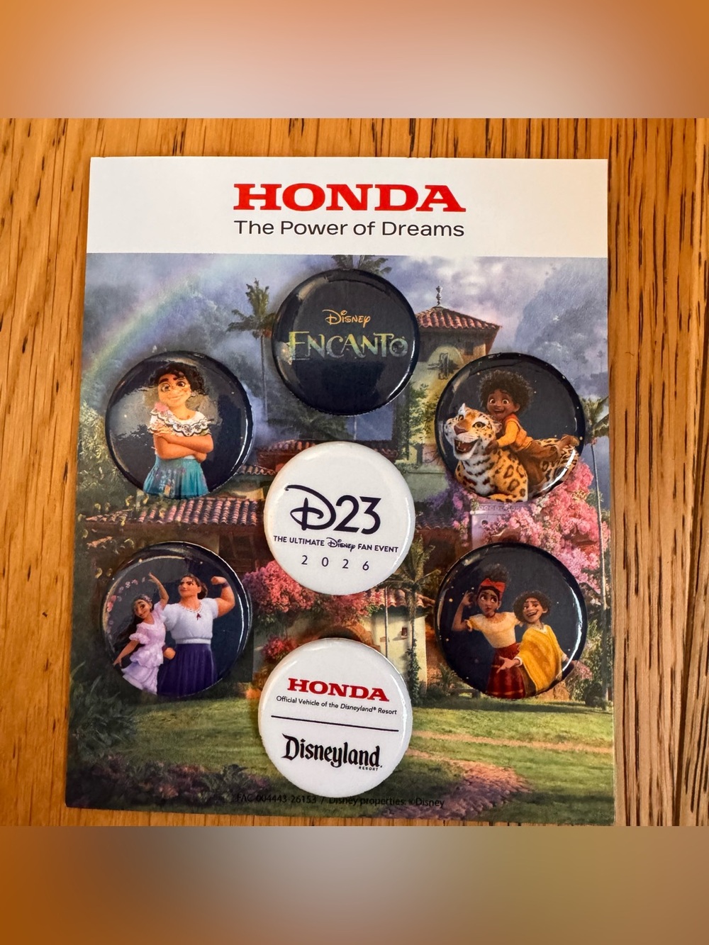 D23 THE ULTIMATE DISNEY FAN EVENT 2026 HONDA ENCANTO MINI BUTTON PIN SET OF 7